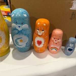 Vintage Rare Care Bears Nesting Dolls Set Complete 5pc Wooden Matryoshka